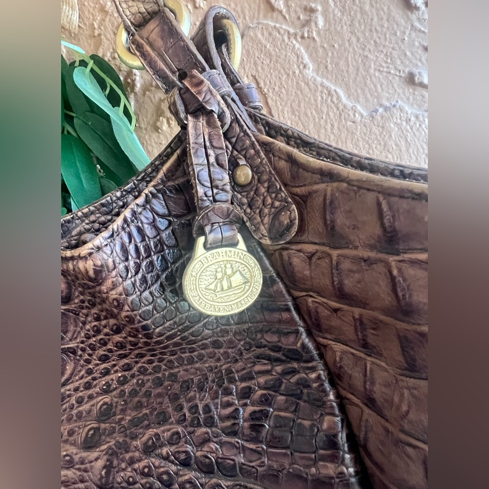 Brahmin Croc-Embossed Brown Purse - Picture 3 of 6